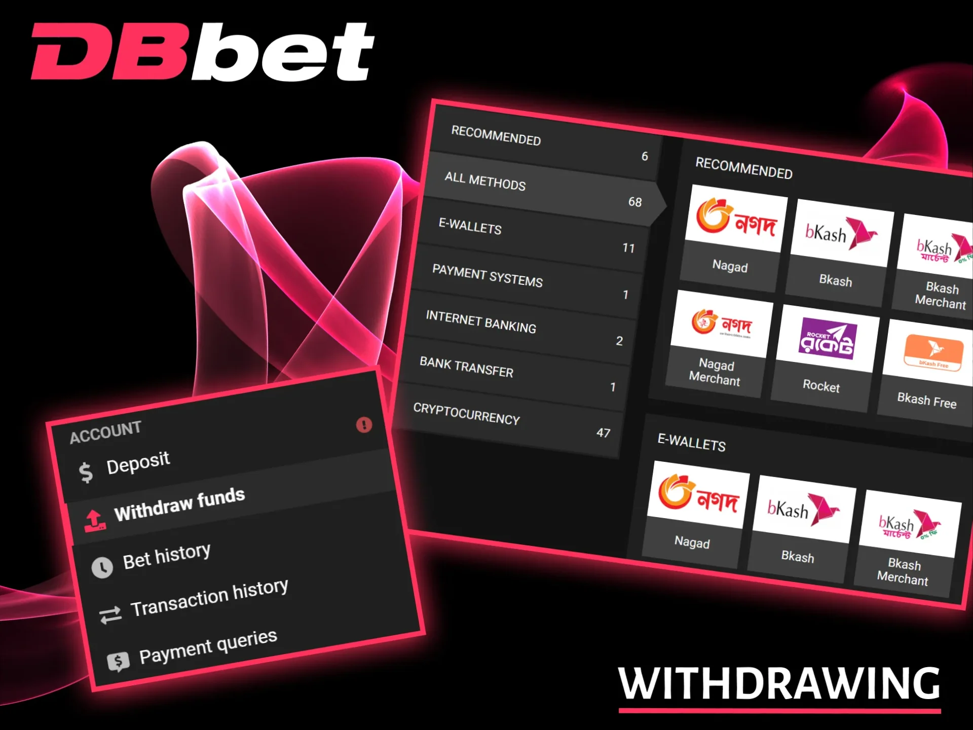 Learn how to safely withdraw money from the DBbet platform.