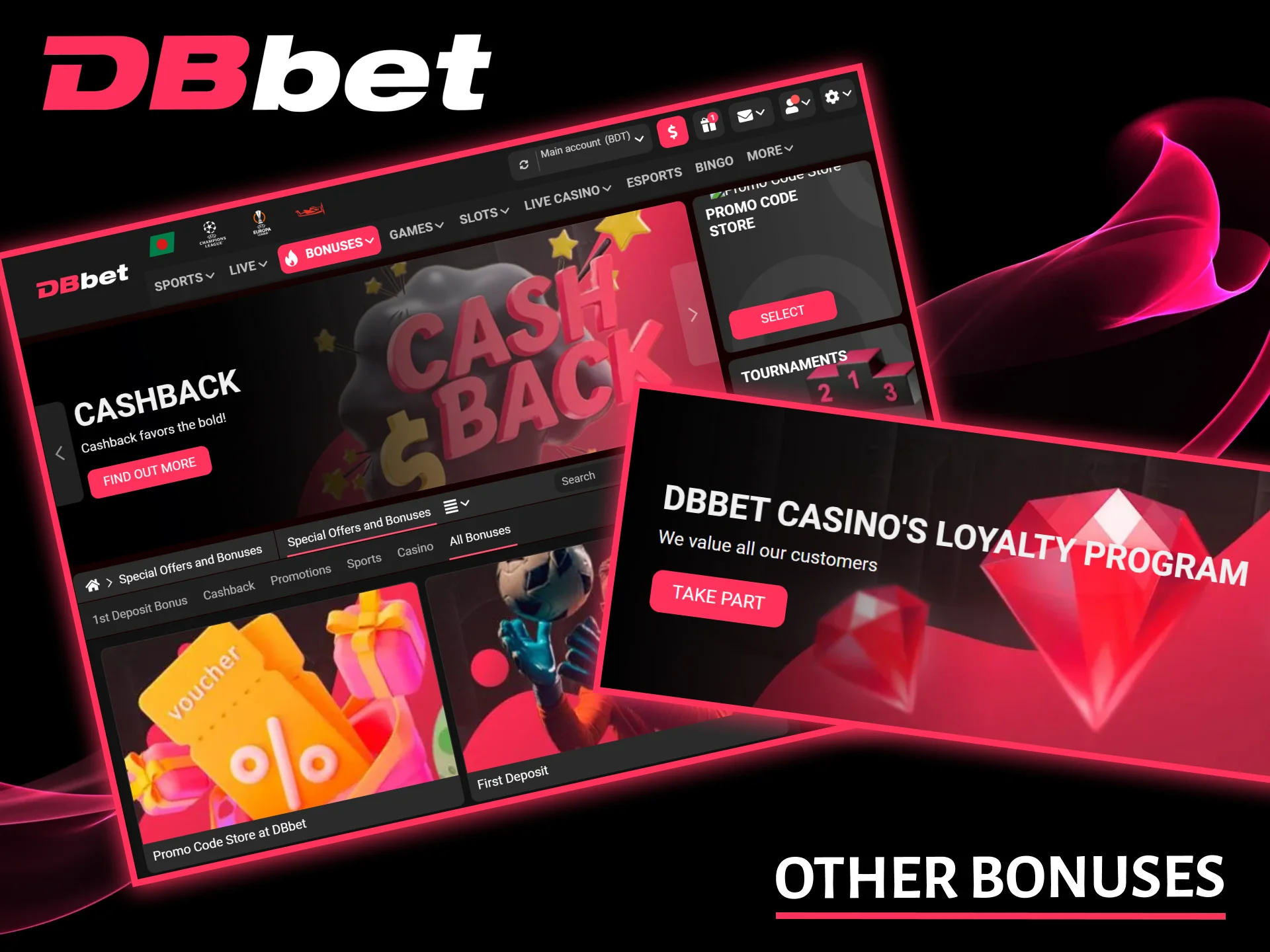 Check out the various cashback offers and loyalty programs available to all players at DBbet.