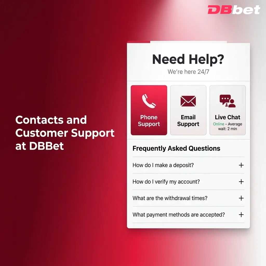 DBBet customer support options in Bangladesh including live chat, email, and Telegram available 24/7