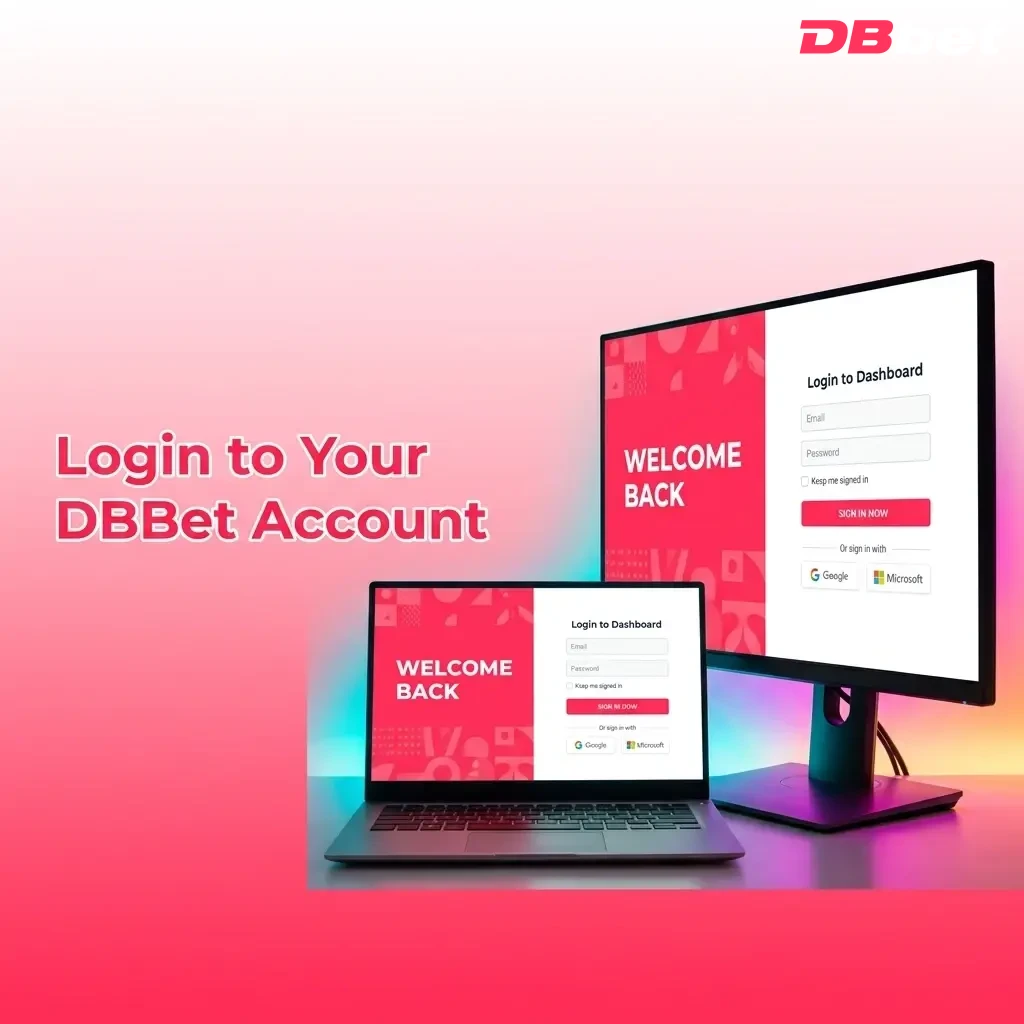 DBBet account login page showing email, phone number, and password fields with a Log In button