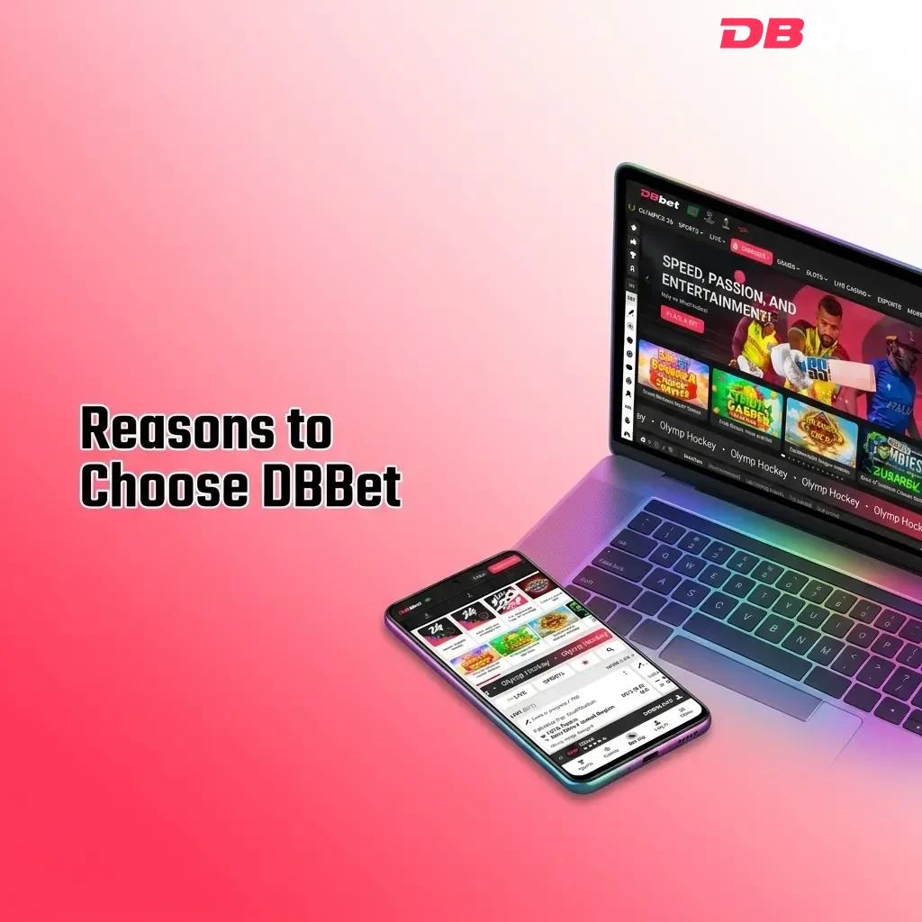 DBBet Bangladesh platform showcasing Curacao licence, BDT payments, sports markets, welcome bonus and mobile app